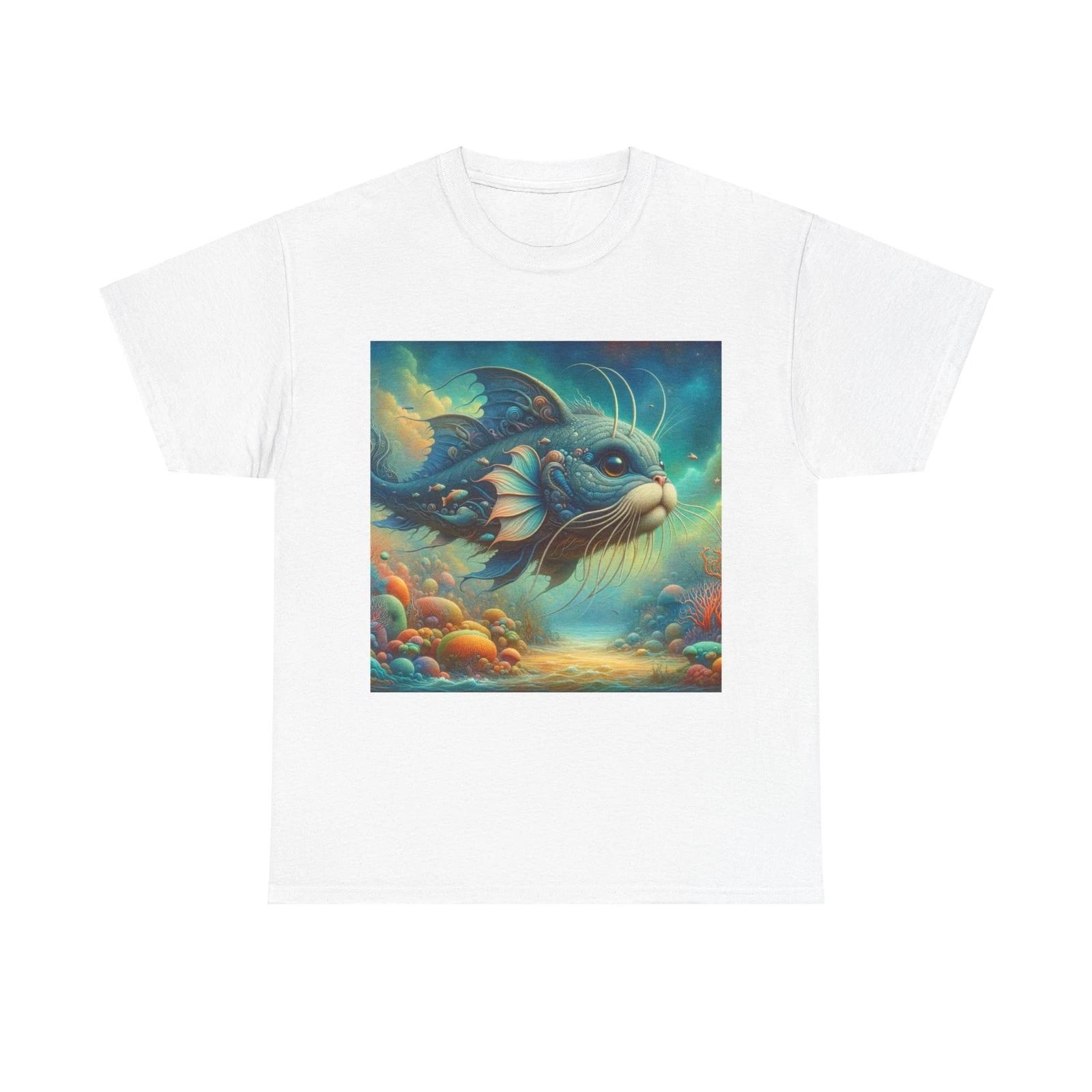 Unisex Adult T Shirt Whimsical Catfish Art Fantasy Underwater L