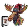 Holz Rentier Puzzle Spielzeug: Geschenkset: Puzzle in unregelmäßiger Form und Sparschwein