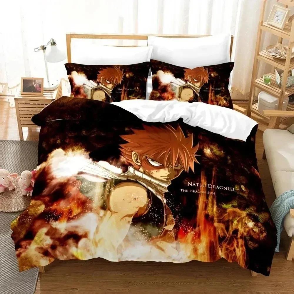 Anime 3D Printed Fairy Tail Bedding Set Duvet Cover Pillowcase Boys Girls Single Twin Full Queen King Size Adult Bedding gift