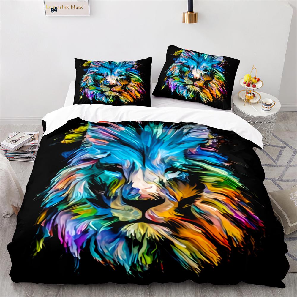 Comforter Lion King Of The Jungle Pattern Polyester Comforter King Queen Full Size For Men Boys Kids Bedding Set
