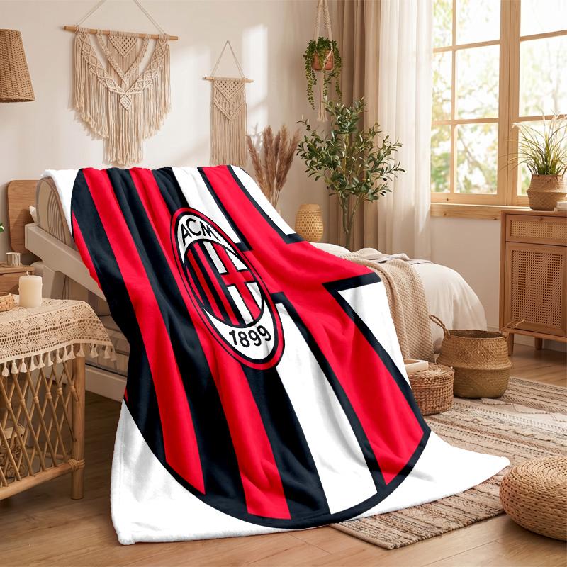 AC Milan Print Flannel Blanket Soft Warm Sofa Bed Throw Blanket For Home Office Bedroom