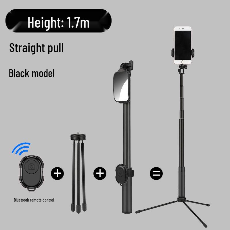 1.7m Aluminum Alloy Extendable Selfie Stick with Fill Light for Travel, Photography, Live Streaming & Tripod.