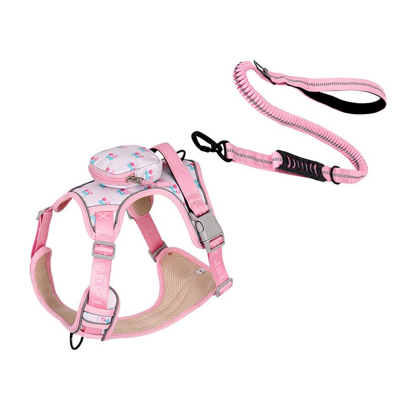 Dog Chest and Back Harness with Back Collar Style Leash for Outdoor Dog Walking Pet Chest and Back Harness