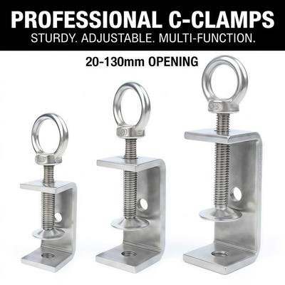1pc Pull Ring C-clamp 304 Stainless Steel Fixed Holder Clip Square Clamp  Hardware Fasteners
