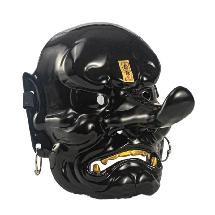 Halloween Costume Large Tengu Japanese Mask Hand Painted Party Mask Ornament Full Face Mask with Long Nose Cosplay