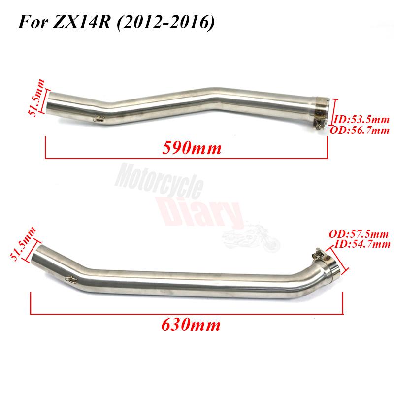 For Kawasaki ZX14-R ZX-14R ZX14R ZX14 2006-2011 2012-2016 Motorcycle Exhaust System Slip-On Middle Link Pipe Racing Bike Elbow