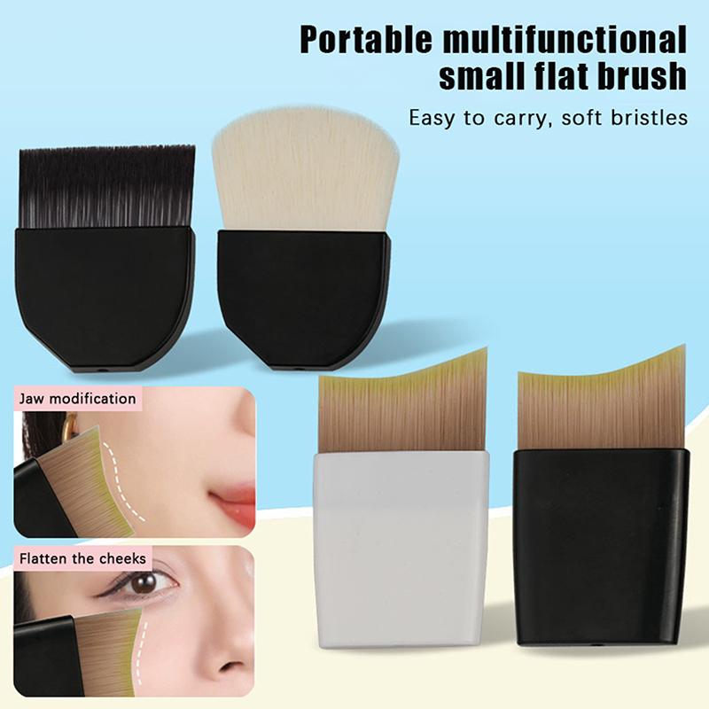 1 Pcs Ultra-Thin One-Line Foundation Brush Crescent-Shaped Mask Brush Short Handle Fluffy Soft Bristle Professional Beauty Tool