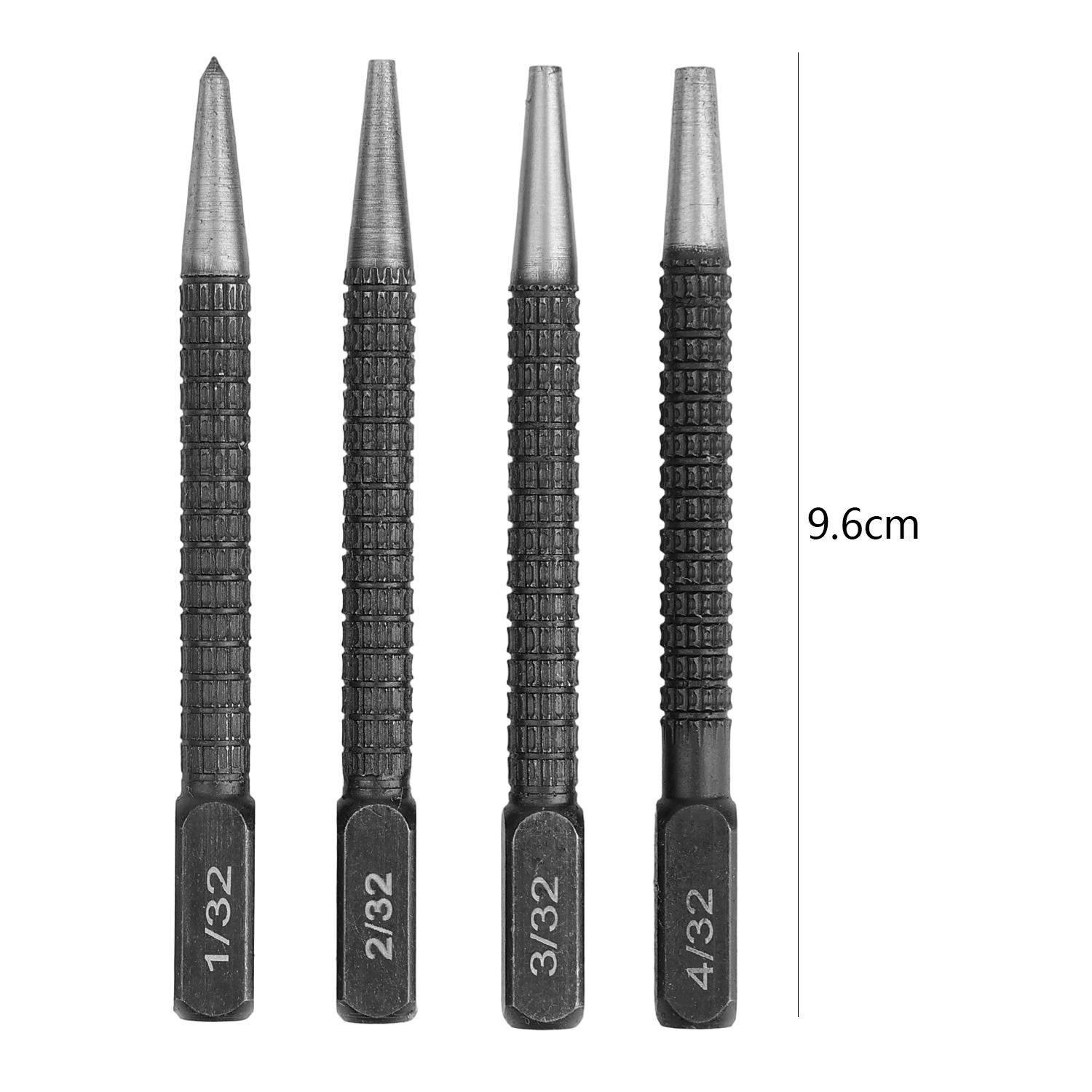 

Nail Punch Set Knurled Body Square Striking Head Punches Tools 1/32 2/32 3/32 4/32 Manual Positioning Punch Hand Tools Accessory 4PCS