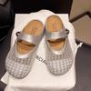 Flat bottom hollow mesh breathable bag head fashion half slippers women's outer wear 2025 height increase new summer skirt
