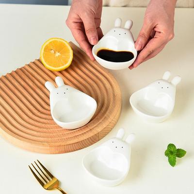 Super Niedliche Cartoon Hase Dip-Schale Haushalt Dreidimensionale Keramikschale Ketchup Snackteller Vinaigrette Weißer Hase