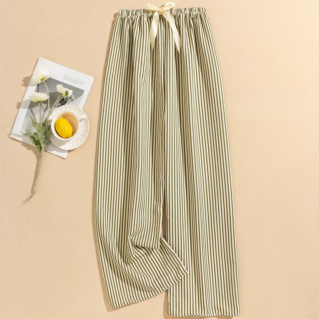Women's Striped Pajama Pants - Summer Bubble Stripe, Slim, High Waist, Plus Size, Loose, Long Pants for Indoor/Outdoor Wear.
