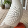 Resin Goose Figurine FeatherTextured White Statue Orange Beak