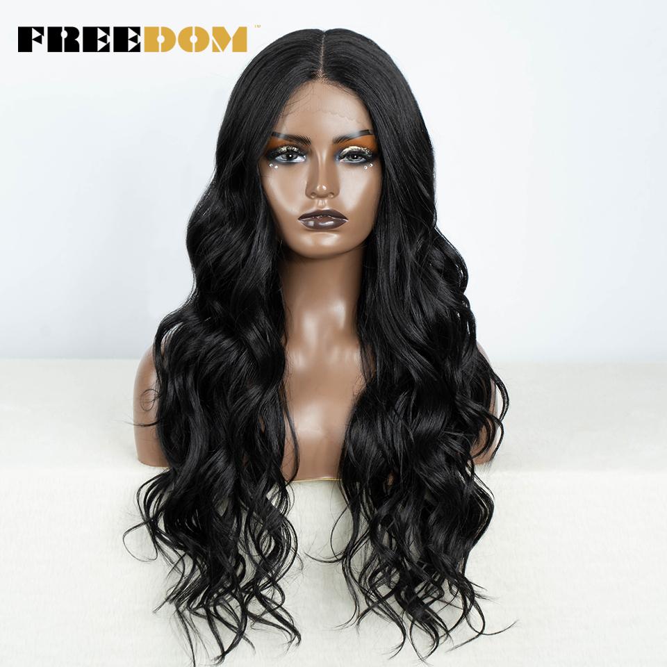 FREEDOM Synthetic Lace Front Wigs For Women Long Wavy 30" Body Wavy Long T Part Lace Wig Ombre Blonde Ginger Blue Cosplay Wig