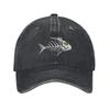 Skeleton Fish Bone Sun Baseball Cap Drawing Animal Y2k Retro Female Male Washed Hip Hop Hats High Quality Custom Logo Hat