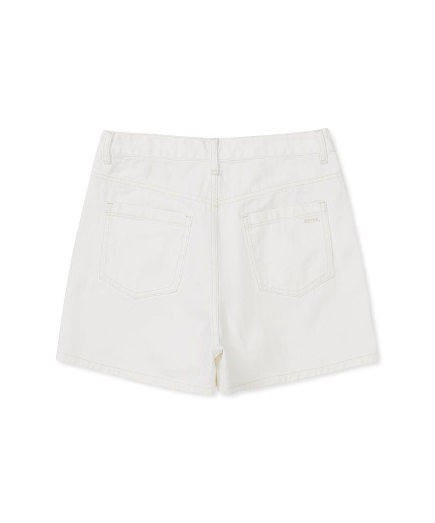 CLOVE [25Ss Clove] Basic Denim Shorts (White)