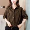 Women's Coffee-Colored Lightweight Outerwear Korean-Style Loose Elegant Casual Short Long-Sleeve Top for Spring