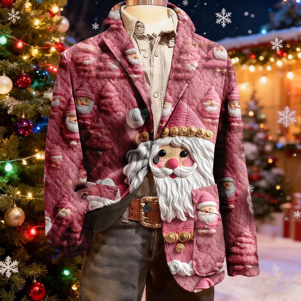 Herren Hässlicher Weihnachten Kord Warmtaschen Anzugjacke Strickjacke Herren Freizeitanzug
