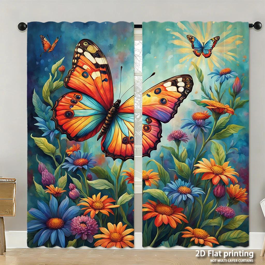 Piece Set High Definition Digital Printed Curtainspurple Spiderweb Style Curtainhome Decoration Curtains Made Of Polyester