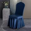 Solid Color Thicken Elastic Pleated Hem Dining Chair Cover Non-slip Slipcover Light Luxury Banquet Chair Cover Hotel Decor