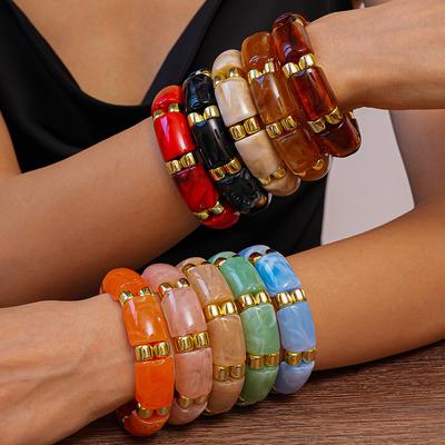 Bracelet d'assemblage carré rond géométrique en acrylique bijoux tendance pour le quotidien le tempérament