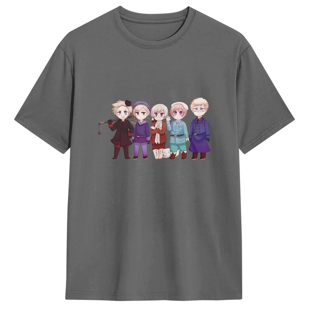 T-shirt Unisex Hetalia Potenze dell'Asse 100% Cotone Abbigliamento Vintage Manica Corta Girocollo Nuovi Arrivi T-shirt