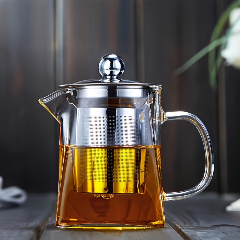1PCS Glass Teapot Large-Capacity with Stainless Steel Strainer Thickened High-temperature Resistant Teapot for Loose Tea Leaves