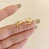Small Geometric Line Bow Hoop Earrings for Women Girl Light Luxury Heart Pendant Earrings Charm Friendship Party Jewelry Gift