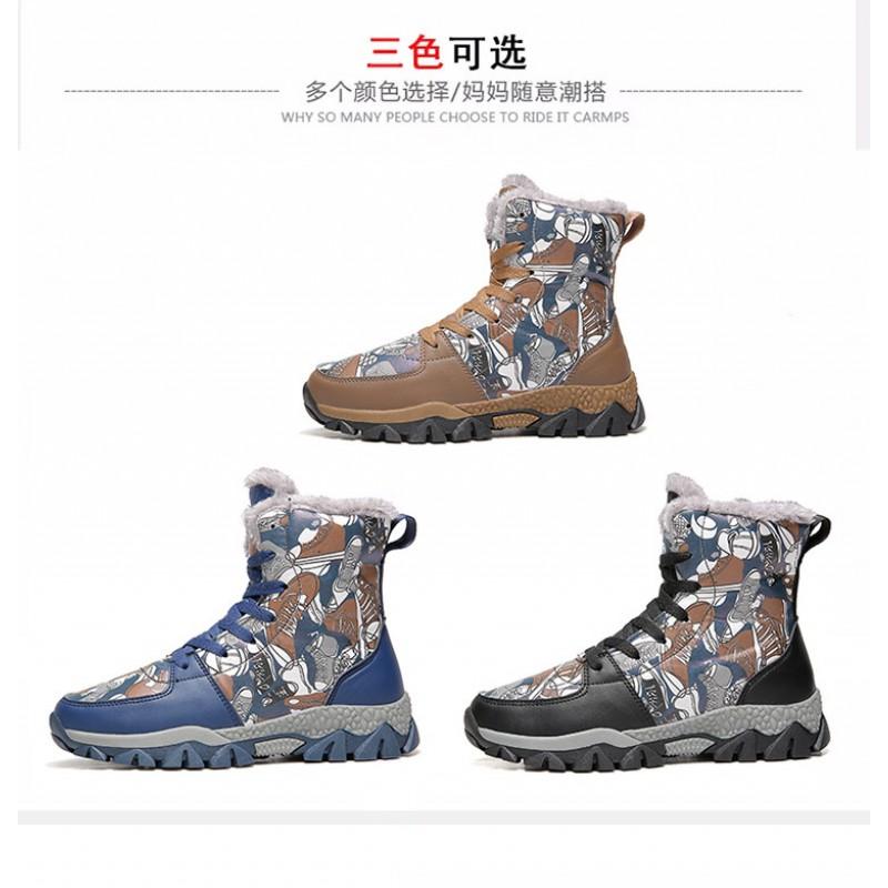 Kids Winter Snow Boots Boys Girls Warm Fleece-Lined Ankle Outdoor Slip-Resistant Non-Slip Shoes