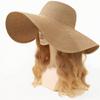 Chapeau de soleil à larges bords pour femme Chapeau de plage pliable en paille Protection UV d'été Casquette de mode