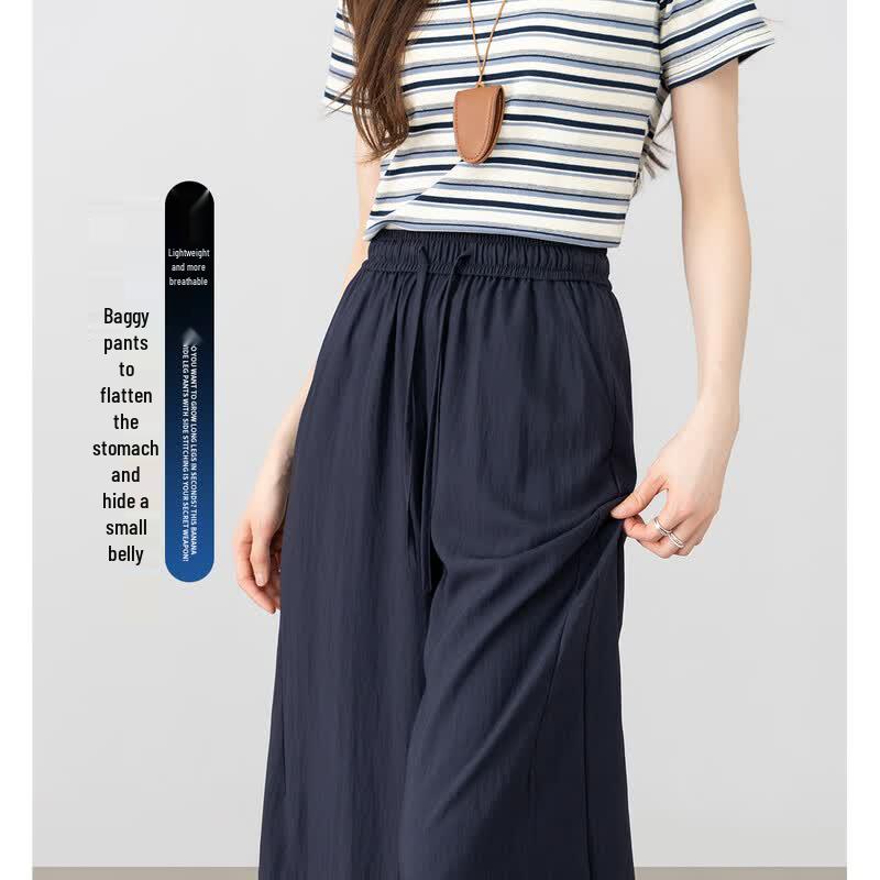 Women s Lightweight Flowy Wide-Leg Cropped Pants M
