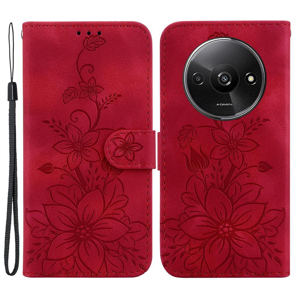 For Xiaomi Redmi A3/Poco C61 4G Cell Phone Case Flower Imprint Leather Phone Shell
