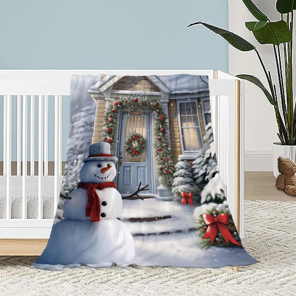 Decorative Large Throw Blanket Green Santa Claus Blanket Xmas Holiday Blanket for Couch Sofa Bed Soft Cozy Lightweight Fuzzy
