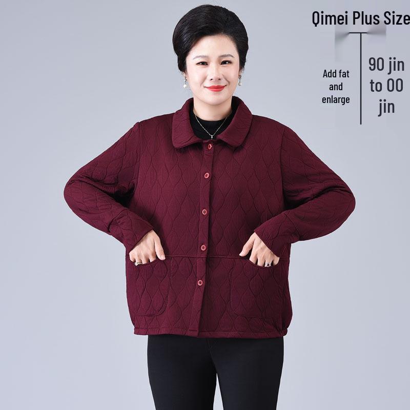 Plus Size Windbreaker for Middle-Aged and Elderly Women - Spring/Autumn Lapel Jacket