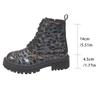 Large size short boots women's autumn and winter new printed round head lace-up low-heeled high-top Martin boots women's boots