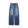 European & American Women's High-Waist Denim Midi Skirt with Slit Design for Summer 