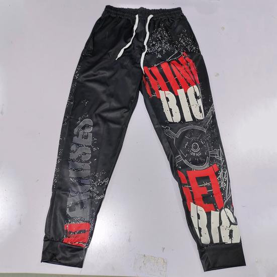 Pantaloni da uomo larghi dritti a vita media con cavallo profondo, stampa digitale, per jogging, morbidi, con elastico in vita, pantaloni da uomo per palestra