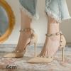 Letní nýtované vysoké podpatky dámské zabalené sandály na tenkém podpatku s jednořadou přezkou