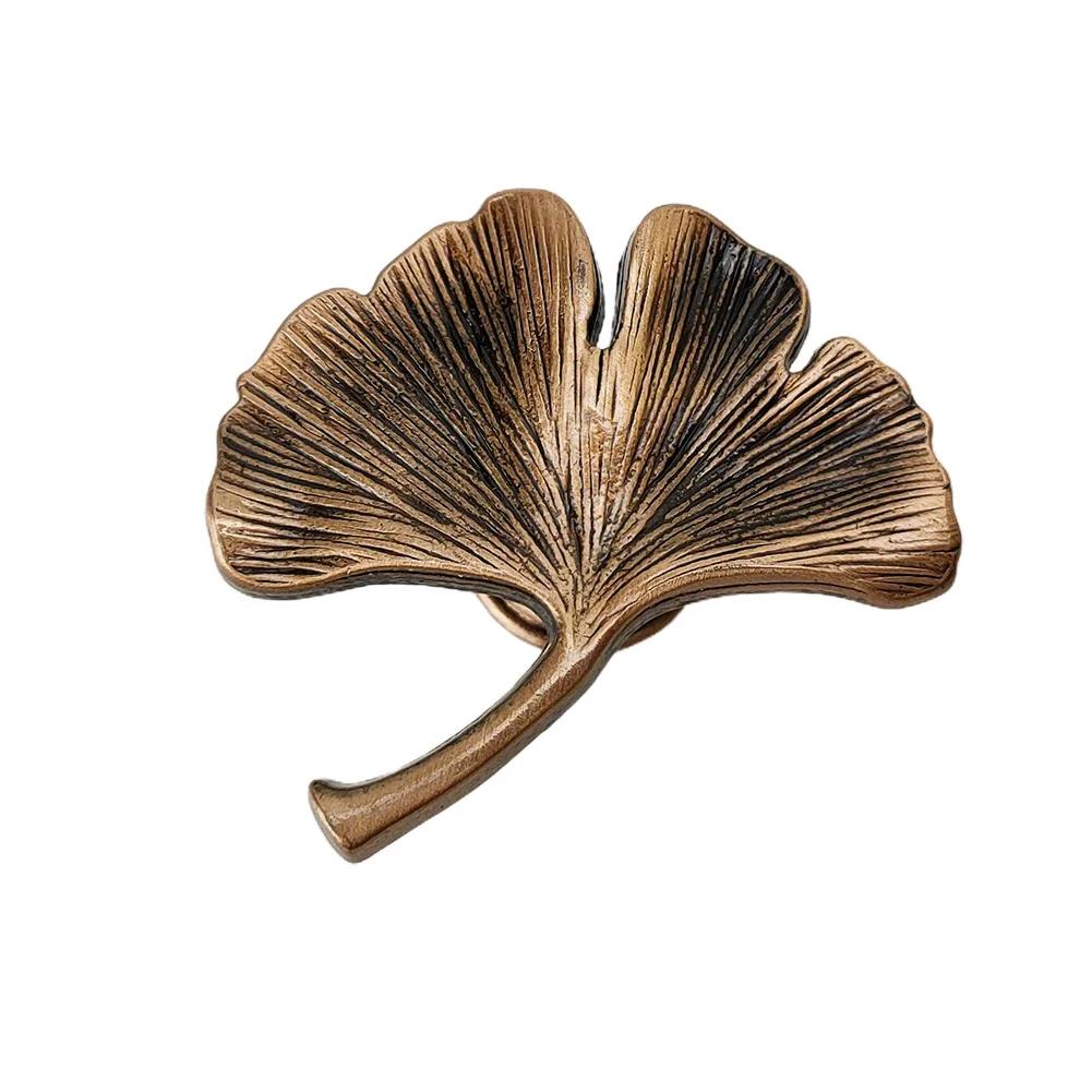 Cupboard Handle Zinc Alloy Cabinet Door Knob Ginkgo Leaf Furniture Drawer Pull Hardware Pulls Bar Knobs Handle For Cabinets