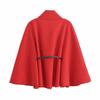 2024 Winter Women's European & American Style Batwing Sleeve Waist-Tied Coat