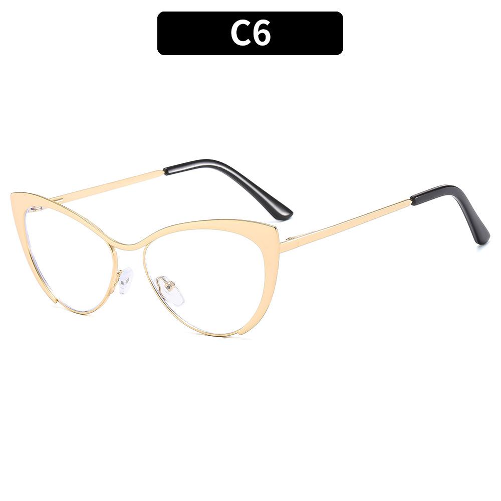 

The new retro gold anti-blue light flat glasses in Europe and the United States fashion cat-eye metal eyeglasses frame who