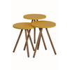 Colorful Triple Nesting Coffee Table Wooden Legs Round Pastel Design Cream