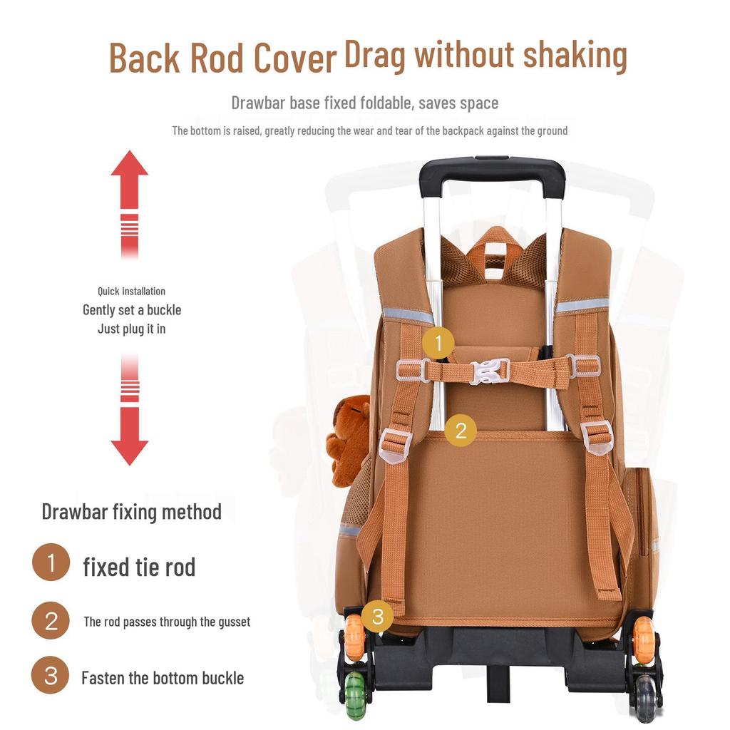 Capybara Astronaut Kids' Trolley Backpack for Grades 2-6