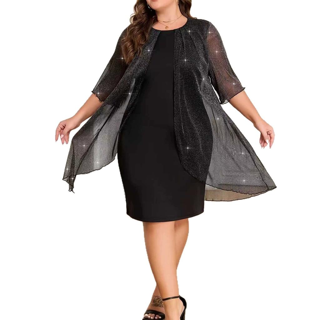 Casual European and American style gold and silver silk shawl shiny dress cheongsam split flat towel female sexy babes