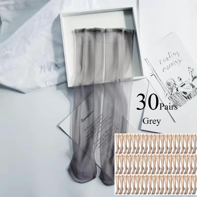 Summer Ultra-Thin Invisible Thigh-High Socks Nude Seamless Mid-Calf Short Socks For Women Anti-Snag Sheer Stockings 1-30 Pairs