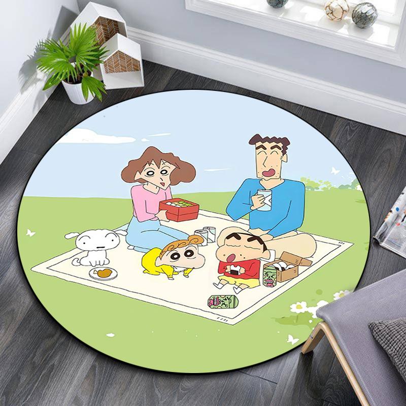 Crayon Shin‑chan2 Round Area Rug,Carpet Rug for Living Room Bedroom Sofa Playroom Decor,Non-slip Floor Mat