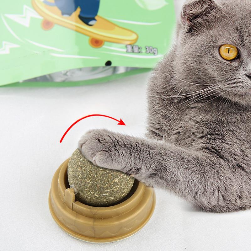 Natural Catnip Cat Wall Stick-on Ball Toy Treats Healthy Natural Removes Hair Balls To Promote Digestion Cat Grass Snack Pet