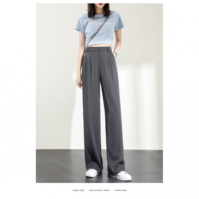 High Waist Wide Leg Women's Suit Pants for All Seasons