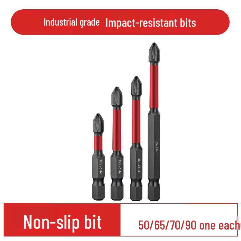 Tungsten Steel Non-Slip Magnetic Phillips Screwdriver Bits - Impact-Resistant and Super Hard for Electric Drills