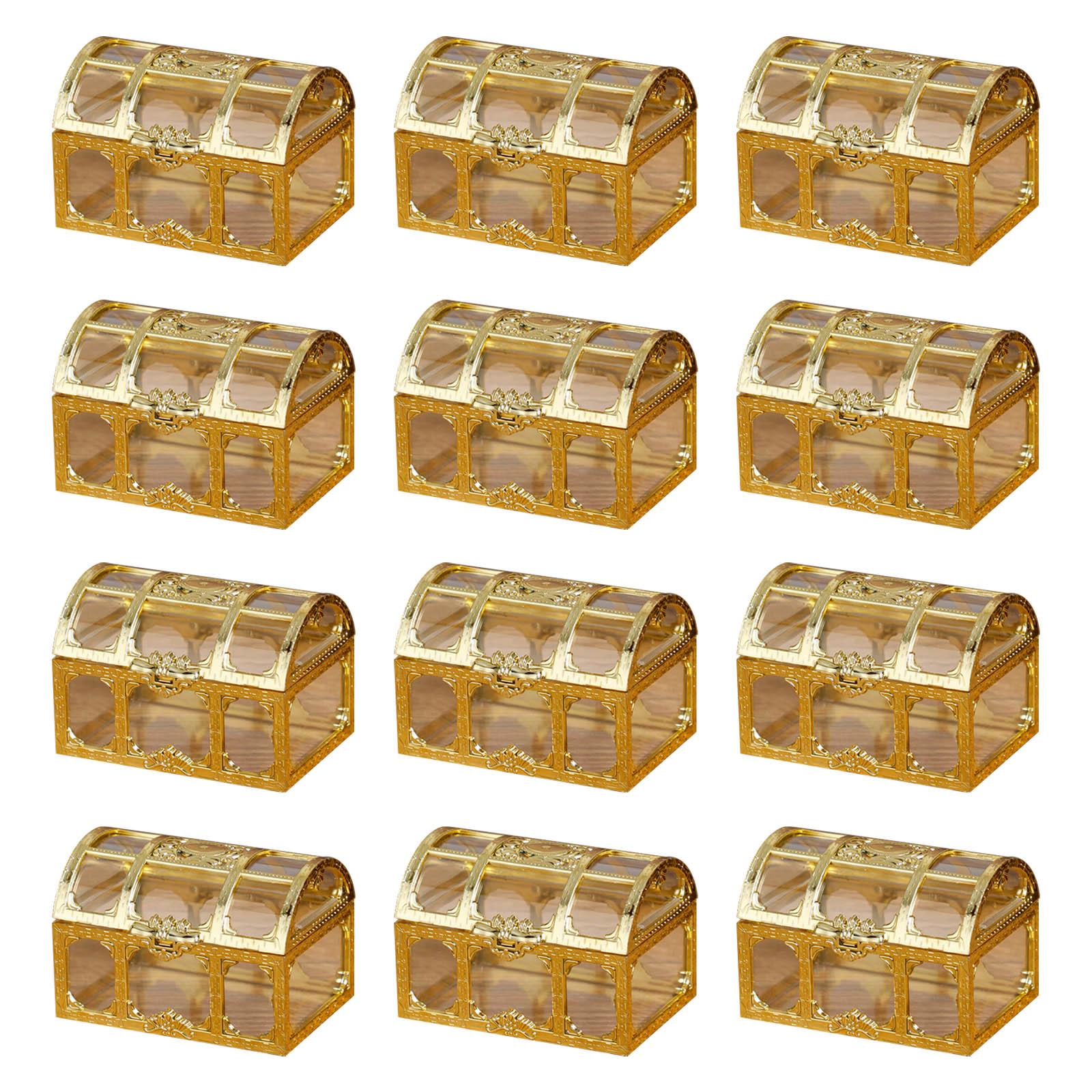 

Скриня зі скарбами Коробки для цукерок Прозорі баночки Подарункові коробки для зберігання 12 шт. для Baby Shower День Народження Контейнер для весільних прикрас L золотий