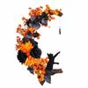Halloween Moon Cat Wreath Simulation Hanging Pendant Autumn Rustic Crafts Spooky Halloween Decorations for Home Party